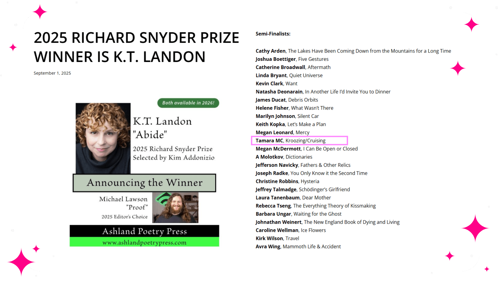 2025 Richard Snyder Prize Winner
