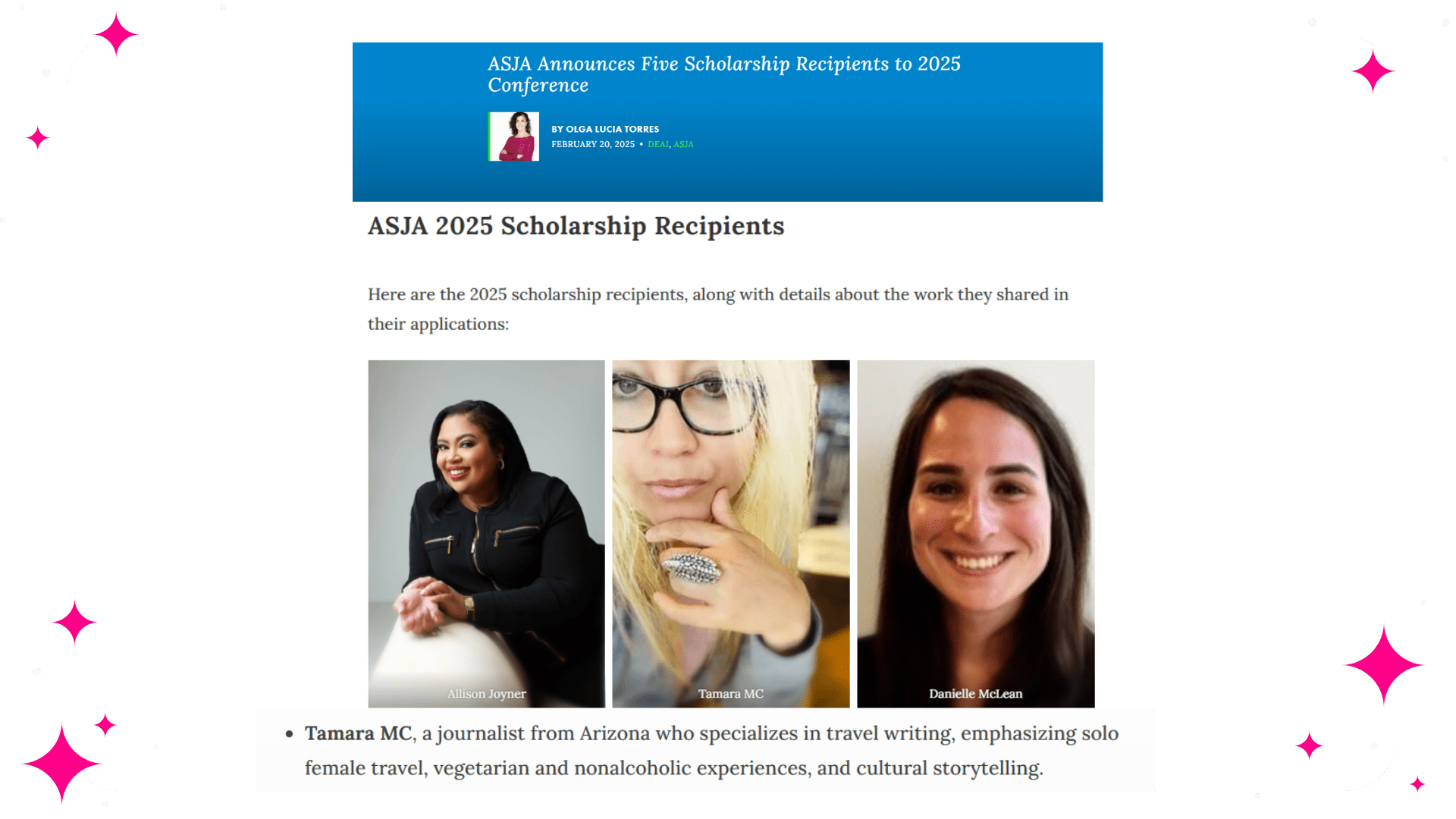 ASJA 2025 Scholarship Recipients